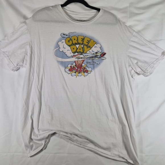 Greenday Other - Green Day Band T Shirt Mens 2XL White Graphic Punk Rock Tee Oversized